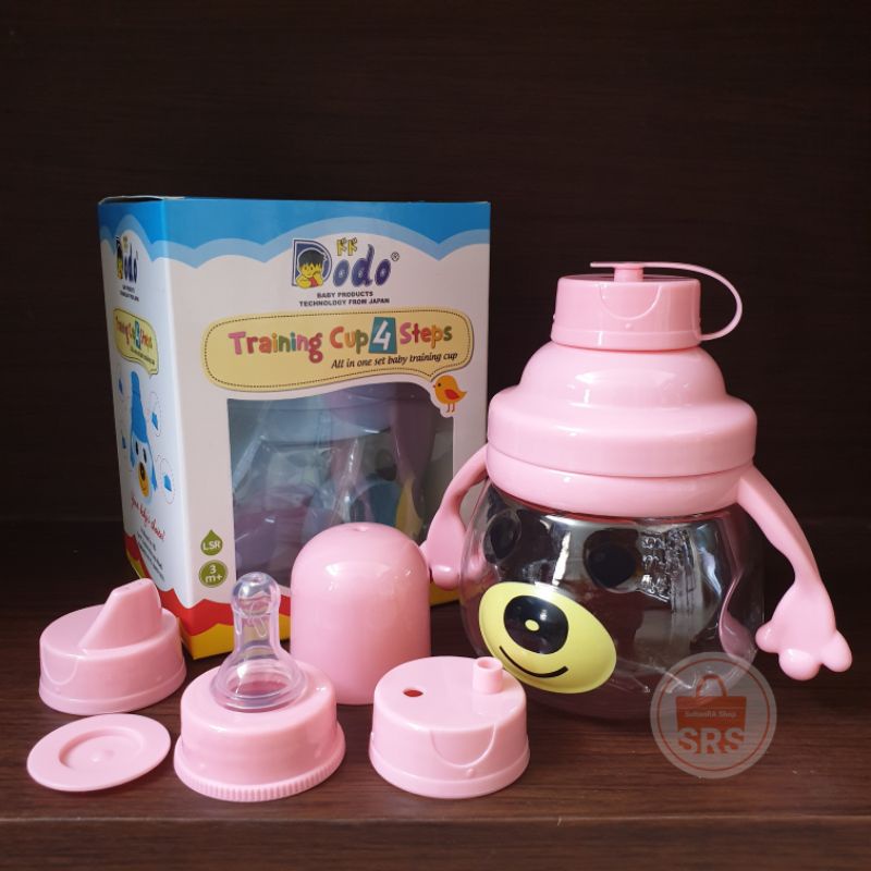 1 Set Dodo Training Cup 300ml 4 Step | Ninio Training Cup 3 Steps | BPA Free Non Toxic | Set Botol Minum Bayi 4 Tingkat 3m+