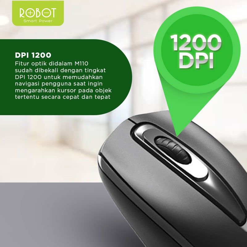 Mouse Office ROBOT M100 wired Original - Black garansi resmi