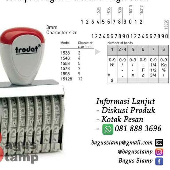 

PREMIUM!! Stempel Angka Manual 8 Digit 3mm Trodat 1538 .,,.,.,
