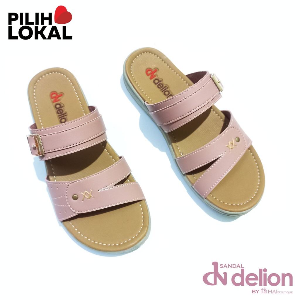 Sandal Wanita Murah Nyaman Slip Casual Santai Selop Sendal Cewek Flat Slop Flip Flop Cantik Gesper Sandal Sepatu Ban dua Perempuan Dewasa Model Terbaru 2022 Cewek Remaja Double Strap Wedges 3CM Casual Formal Sandak Kulit Cewe Ban 2 Warna Pink Coklat Empuk