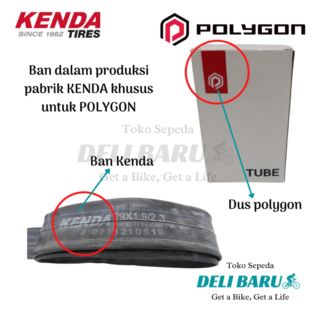 Polygon Kenda Ban dalam 29 x 1.90 / 2.30 pentil presta FV 33 mm sepeda MTB