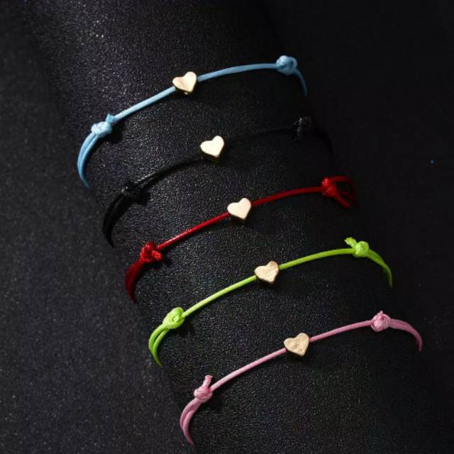 Gelang tali ulir charm love hati variasi emas 24k hongkong HK 999 tali cina original kado cowok cewe