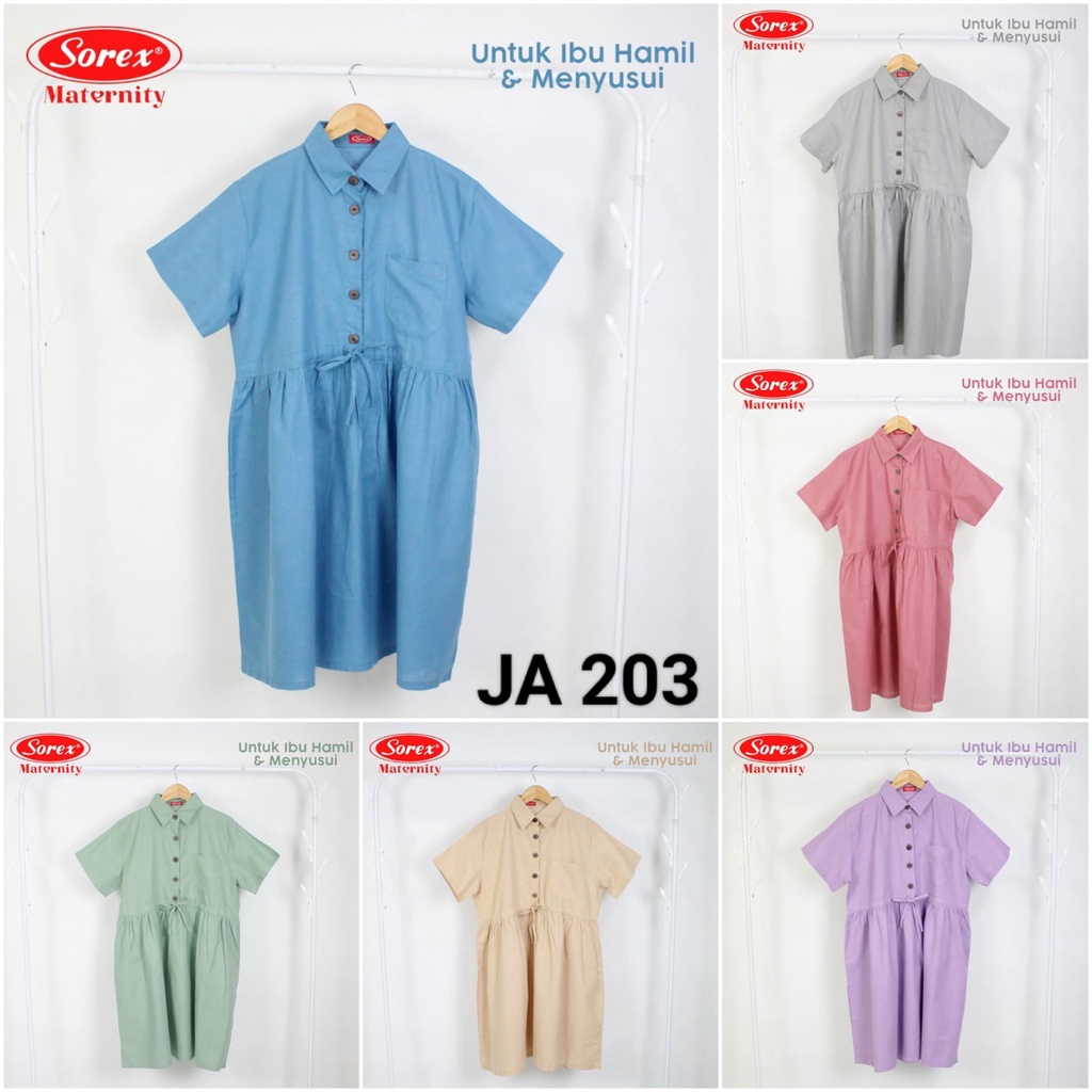 Sorex Dress Maternity Untuk Ibu Hamil / Baju Menyusui Katun Freesize JA 203 / JA 204