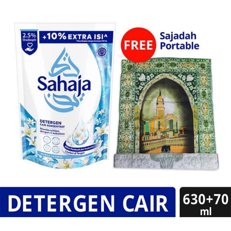 SAHAJA Bunga Yasmin Deterjen Cair 630ml + 70ml  (FREE SAHAJA Portable Sajadah)