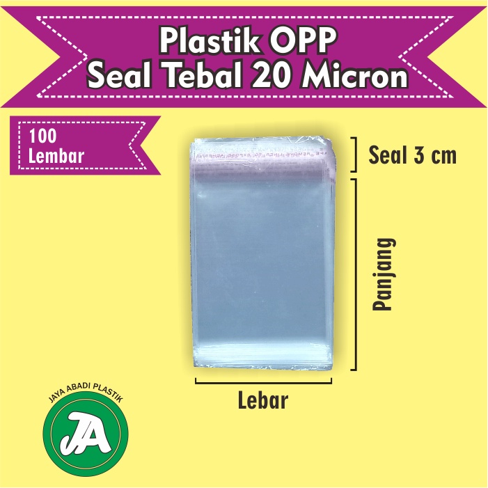 

PLASTIK OPP SEAL 7 X 23 CM TEBAL 20 MICRON ISI 100 LEMBAR