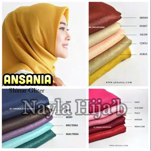 Shinar Glamour Ansania Hijab Segiempat Shinar Ansania Original Kerudung SegiEmpat  Nayla Hija'b