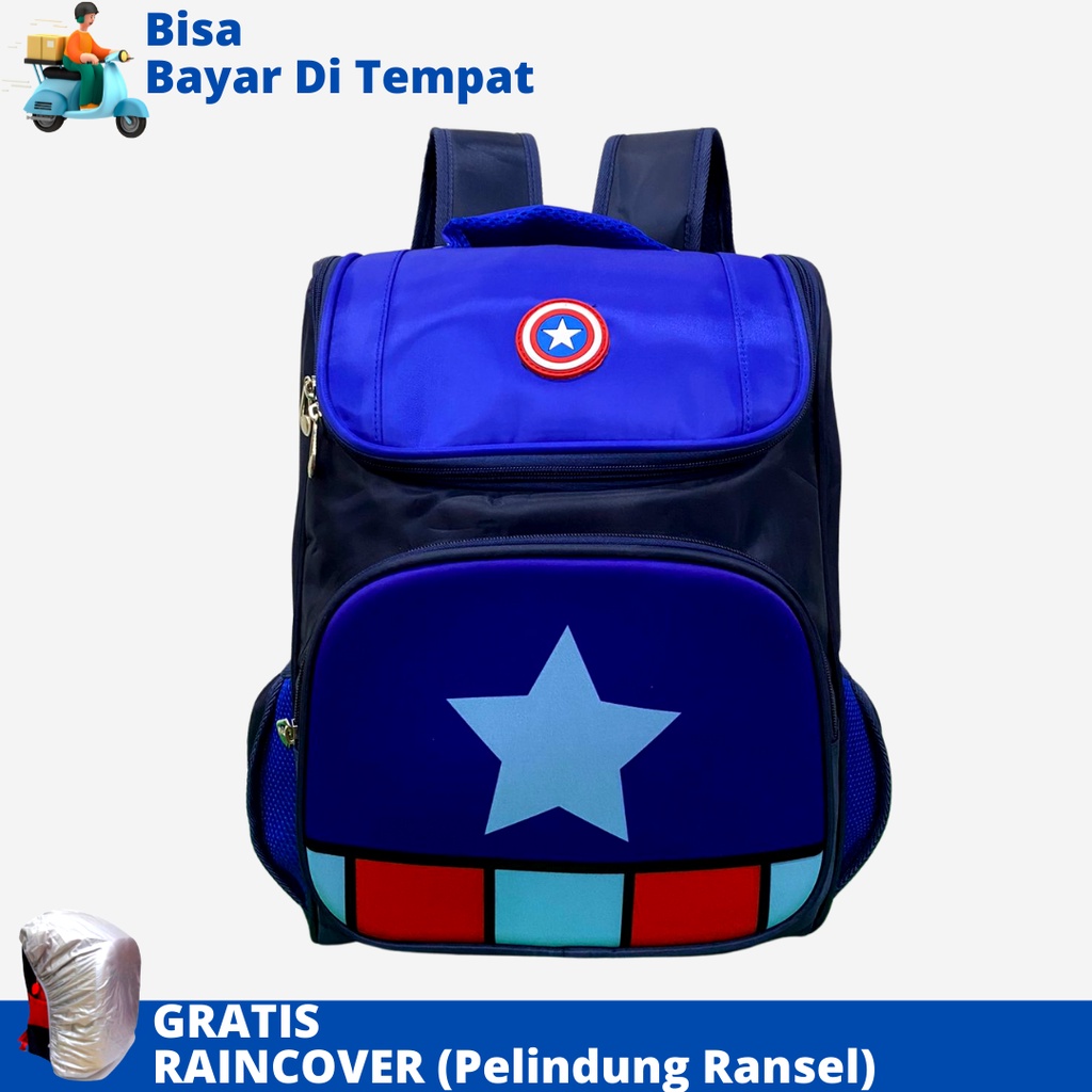 Tas Sekolah Anak SD Karakter Superhero FIBER DSTR-1002 Ukuran SD Ransel Anak