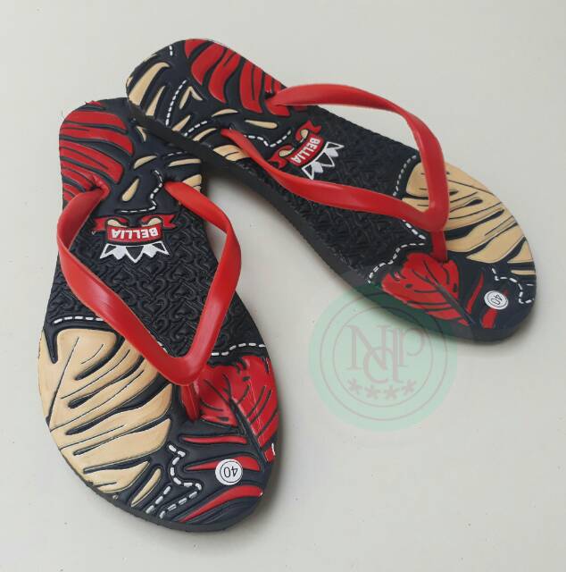 REAL PICT SANDAL WANITA MURAH / SANDAL MOTIF BUNGA WARNA MERAH