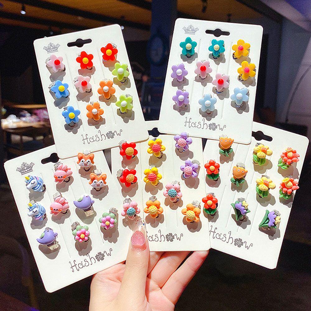 Agustina Anak Klip Telinga 10pcs/set Tanpa Lubang Untuk Anak Perempuan Unicorn Cartilage Clip On Earrings Tanpa Tindik