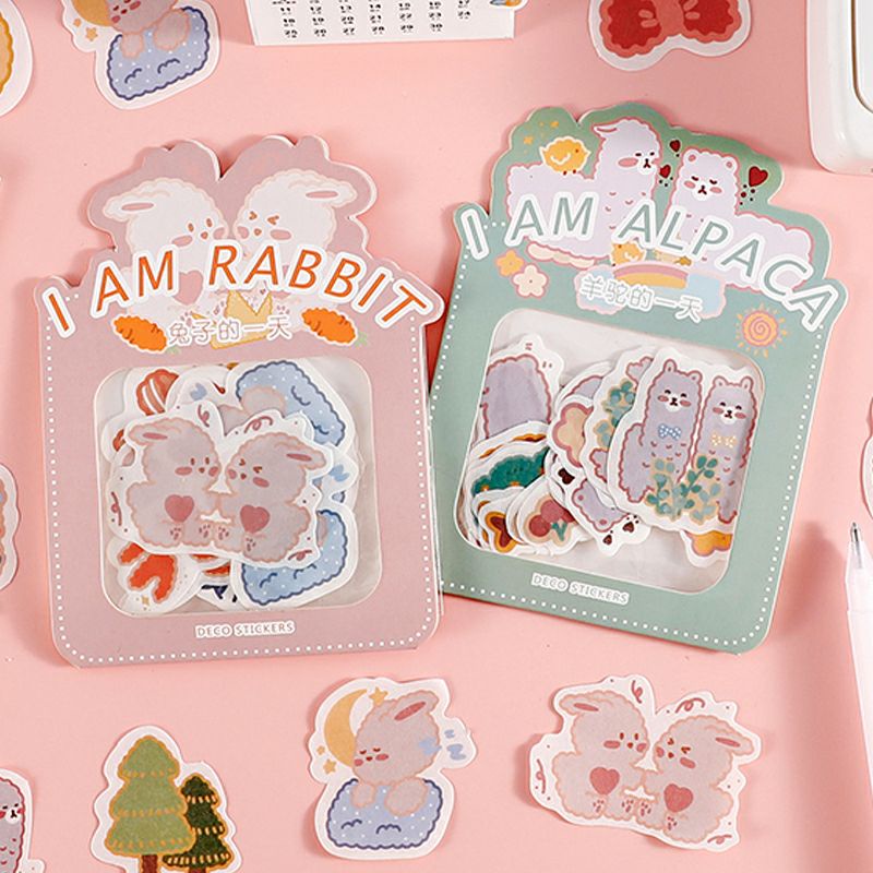 

Sticker Alpaca untuk dekorasi jurnal scrapbook notebook planner binder bujo DIY warna lucu murah pinterest style retro chic