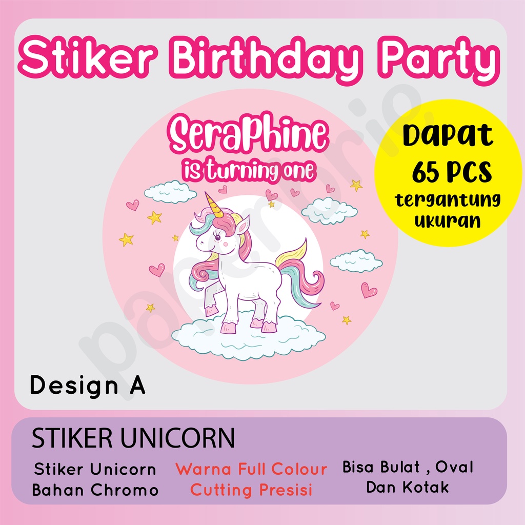 label stiker UNICORN Ulang Tahun Anak - sticker birthday party stiker hampers sticker hamper stiker bingkisan ultah