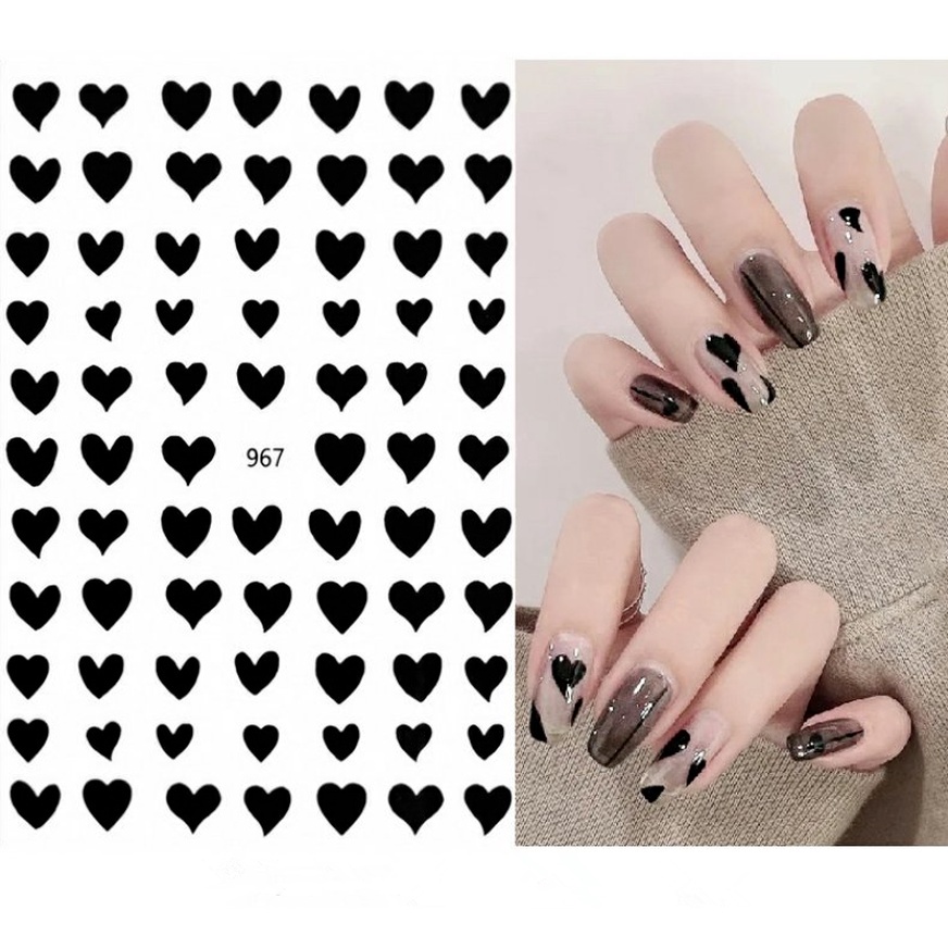 Magic789 Stiker Kuku Motif Hati / Bintang Gaya Korea Untuk Dekorasi Nail Art / Manicure Diy