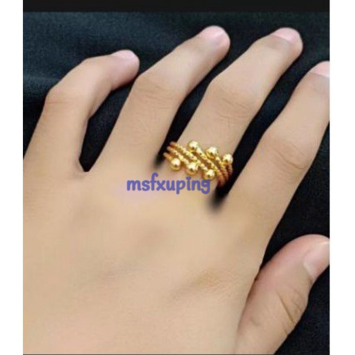 cincin motif keroncong lilit perhiasan wanita titanium gold