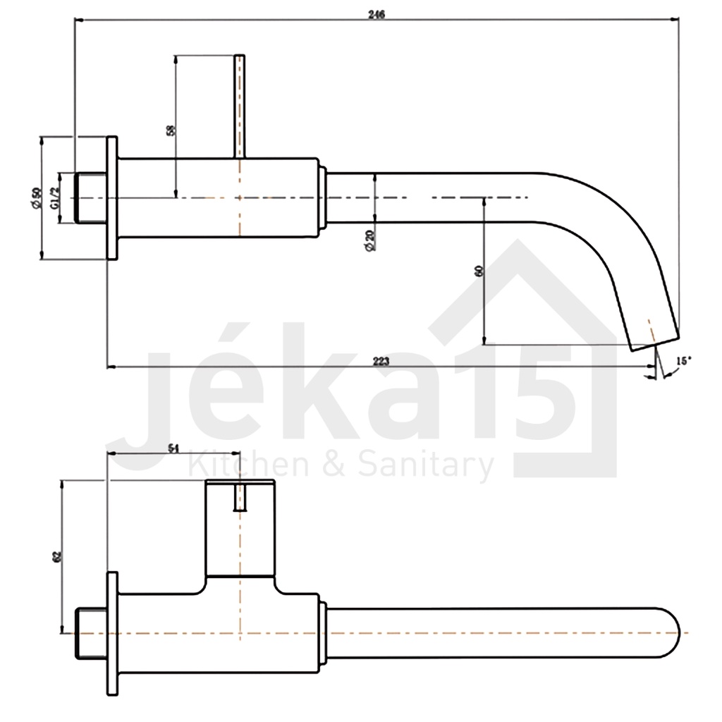 KRAN TEMBOK WASSER | KRAN WASTAFEL DINDING | TL2-065W