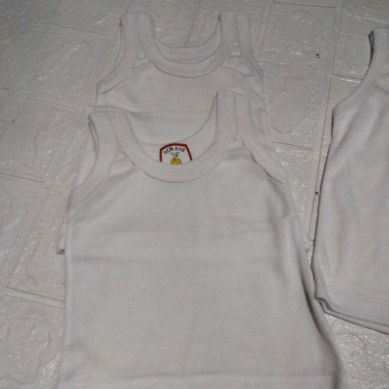 Singlet Anak Bayi Hao Hen Kaos Dalam Murah Halus Lembut Warna Putih