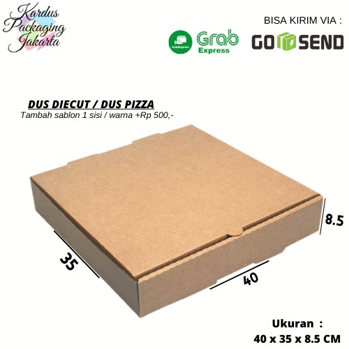 

Kardus Pizza Polos Uk. 40 x 35 x 8.5 CM / Dus Diecut / Dus Kemasan Murah / Dus Baju / Dus Kotak Jam