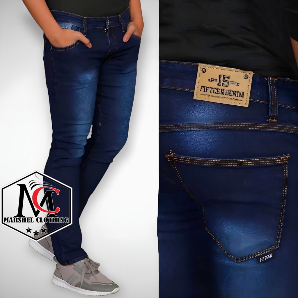 RCL - Celana Jeans Pria Panjang Skinny Slim Fit Navy Original New Fifteen Denim Celana Jeans