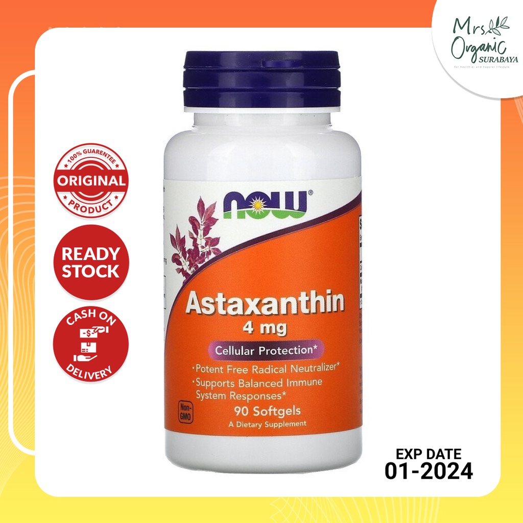 Jual Suplemen Vitamin NOW Astaxanthin 4mg 90 Softgels - Mata Jantung ...