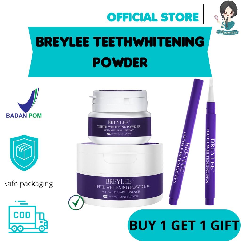 [BPOM] BREYLEE Teeth Whitening Powder odol Pemutih Gigi Dan Karang Gigi Pen Pembersih Karang Gigi Memutihkan Gigi Perawatan Diri Removes Plaque Stains Oral Hygiene Bleaching Dental Tool