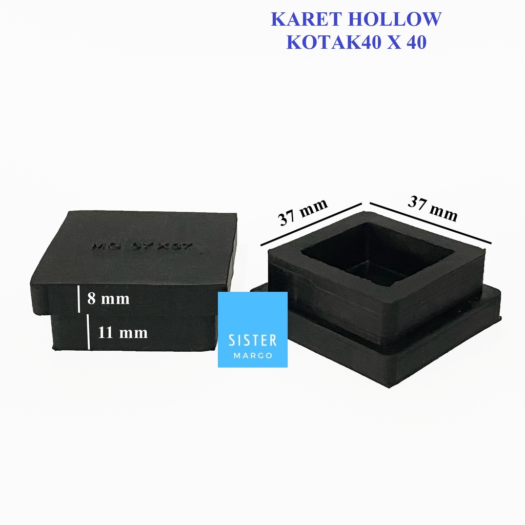 Kaki Karet Besi Holo Hollow Kotak 4x4 - 8 PCS