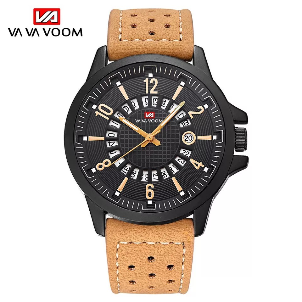VA-2063 VAVA VOOM 100% Original Jam Tangan Cowok Kronograf Quartz Analog Tanggal Kalender Aktif
