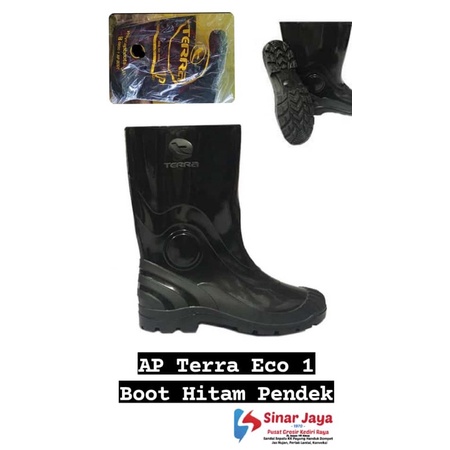 Ap Boot Terra Black Hitam Eco 1 pendek. sepatu but