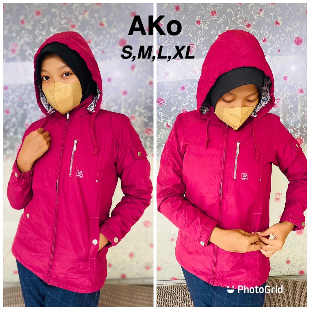 jaket parasut ako ungu polos