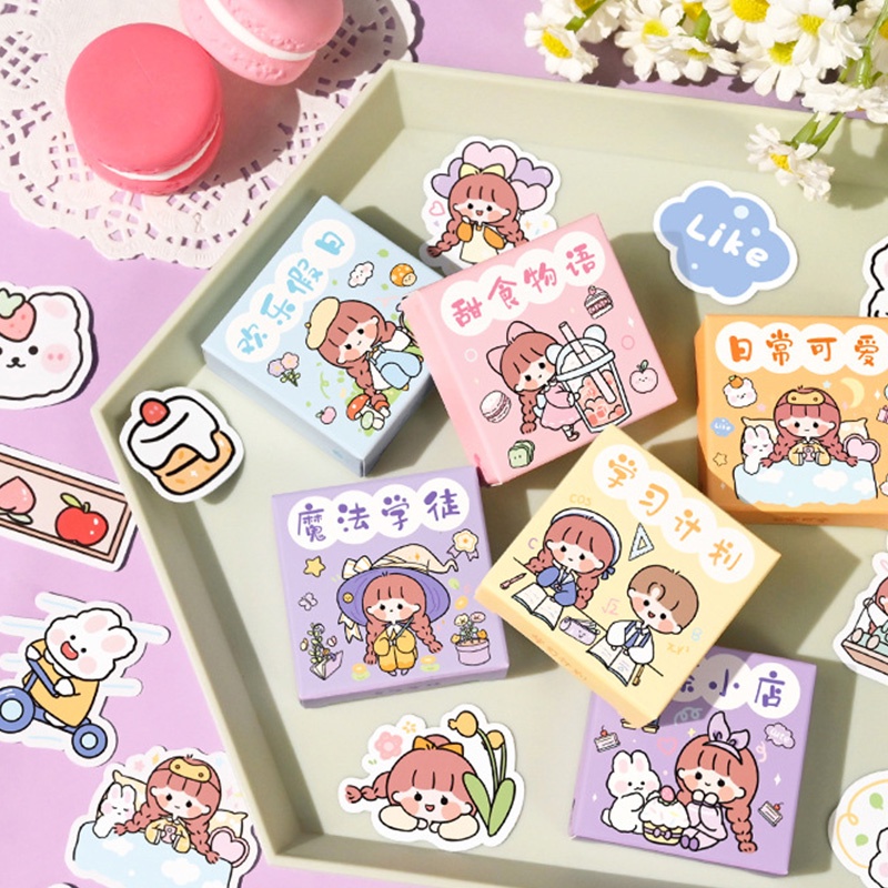 300pcs Stiker Kertasselotip Washi Gambar Perempuan Pintar Untuk Dekorasi Scrapbook DIY