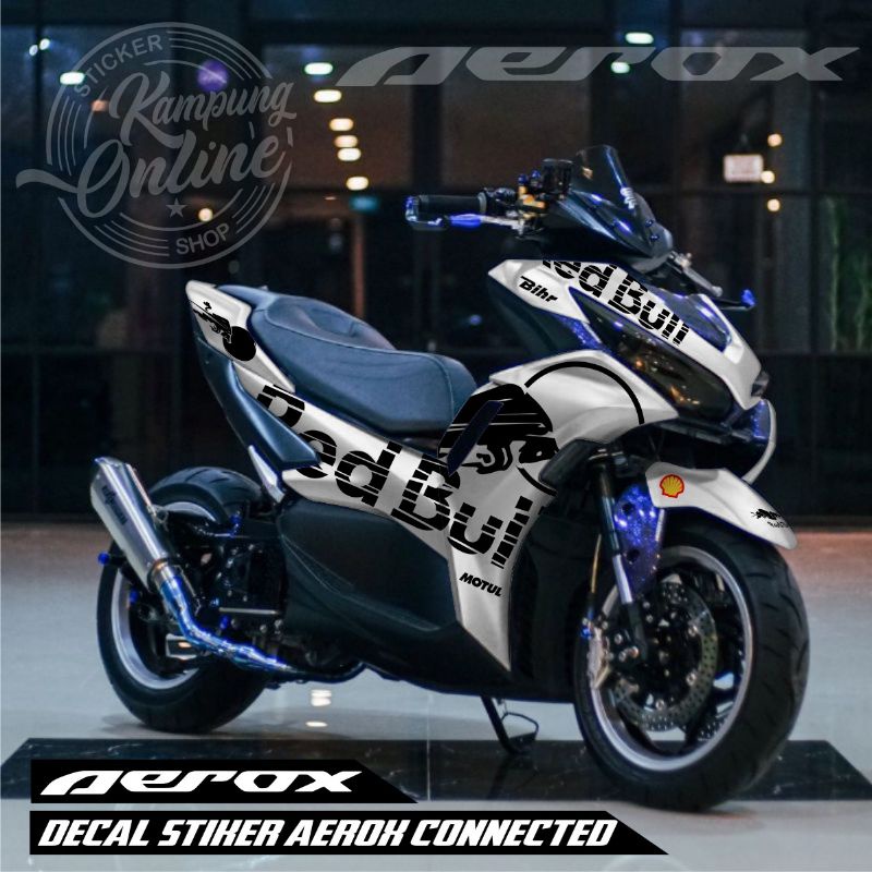 Stiker Decal Aerox New Connected Stiker Striping Bull Body Custom Variasi Stiker Aerox Red Bull