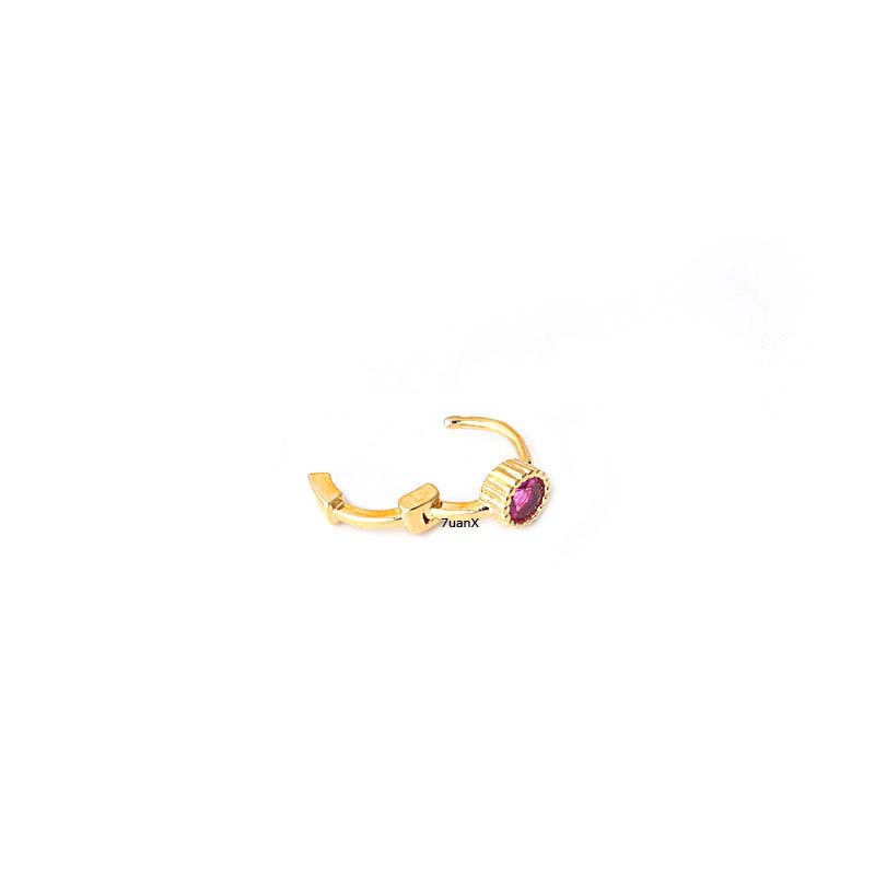 1pc Anting Tindik Tulang Rawan Telinga Bentuk Lingkaran Bahan Tembaga Hias Zirkon Ukuran 5mm