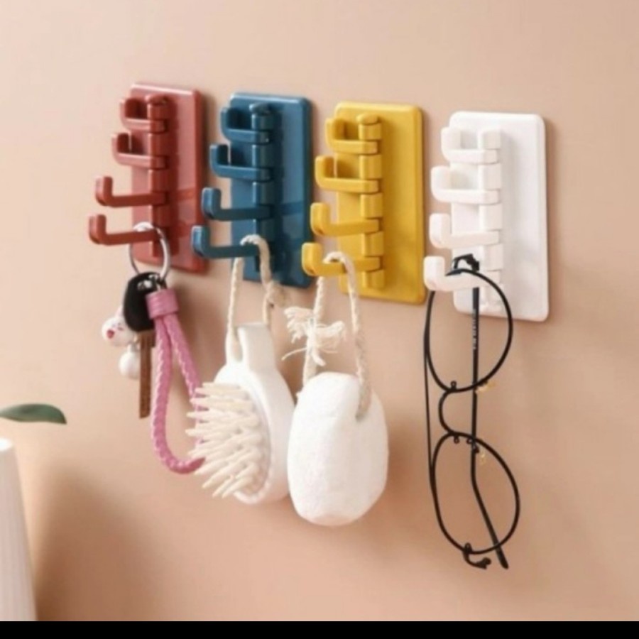 Hanger Gantungan Tempel Dinding 4 in 1 Hook Multifungsi Dapur Bathroom