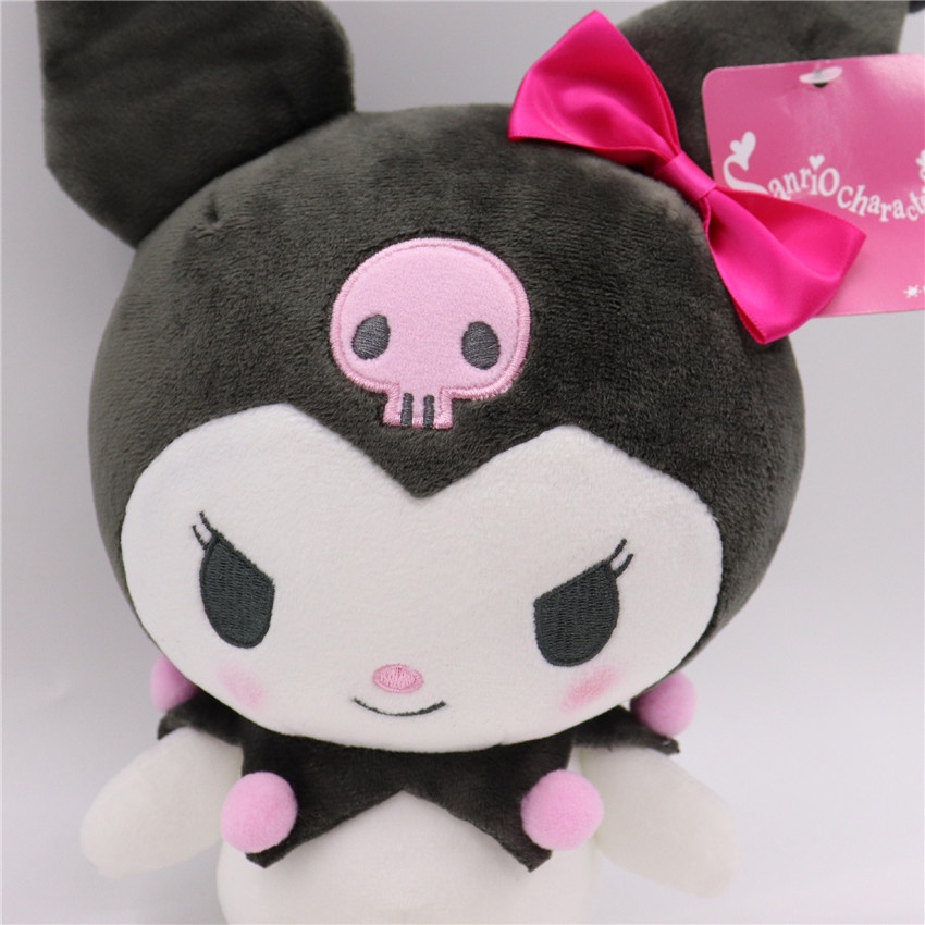 Mainan Boneka Stuffed Plush Kartun Sanrio Kuromi 25Cm Untuk Dekorasi Kamar Anak