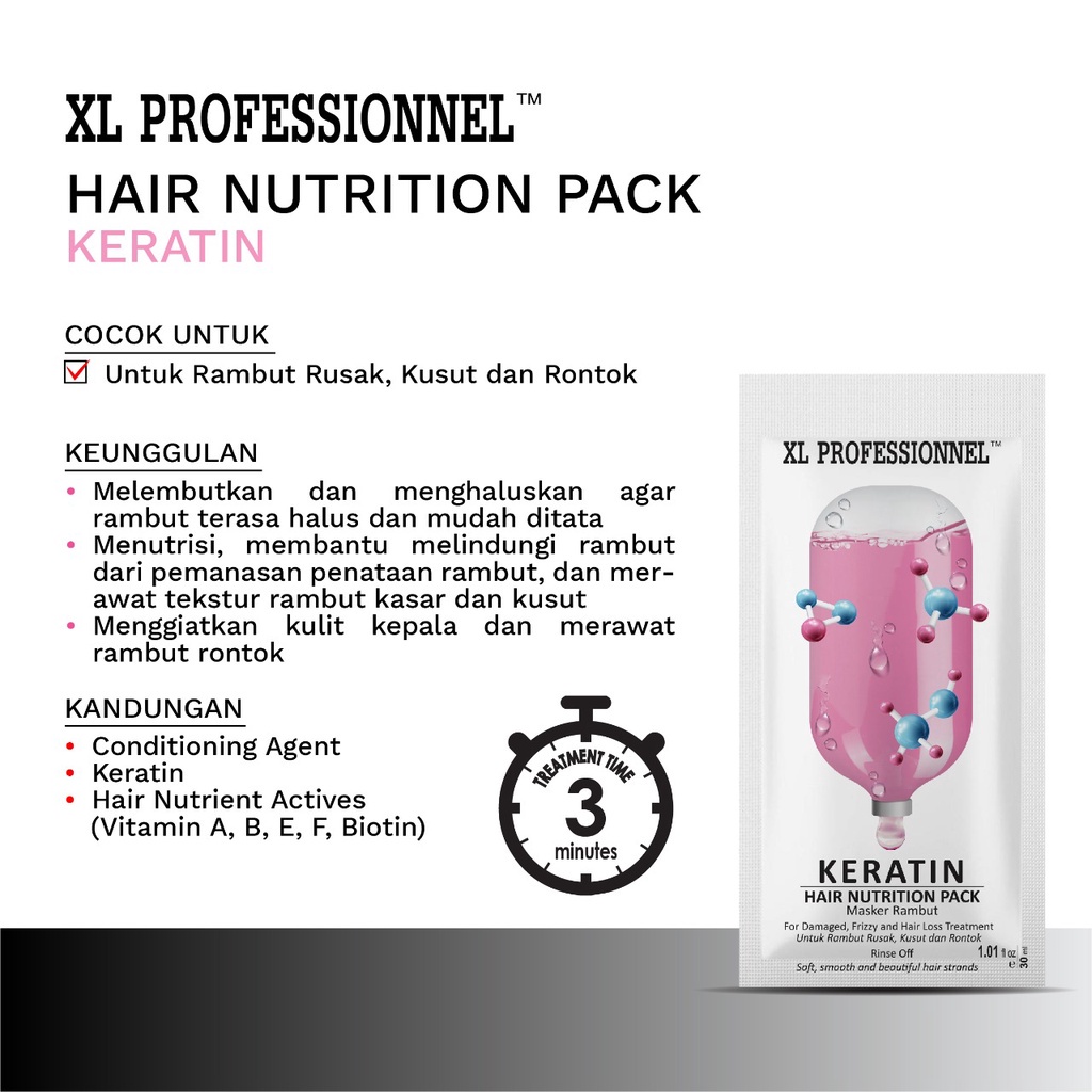 ⭐BAGUS⭐ XL PROFESSIONNEL Hair Nutrition Pack Hair Mask 30ml | Masker Rambut
