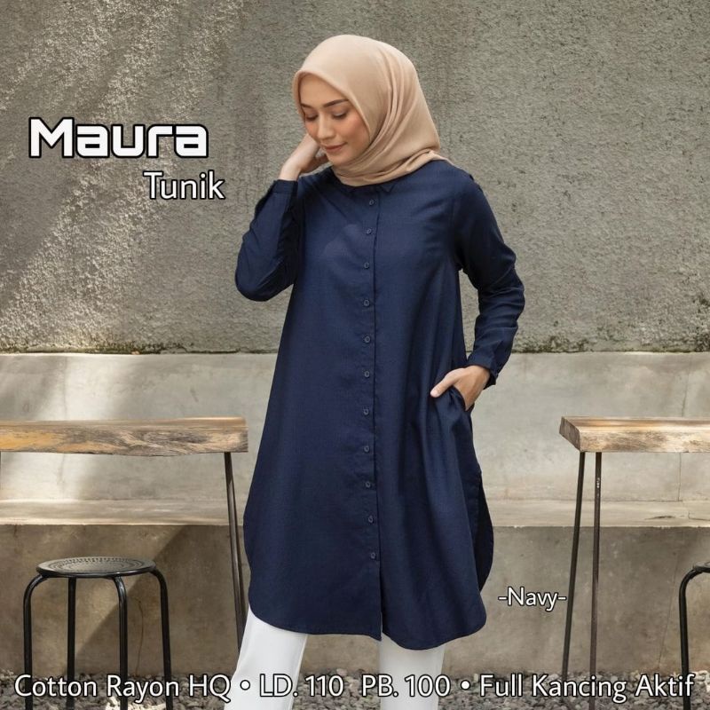 KEMEJA POLOS WANITA MAURA TUNIK ATASAN POLOS BUSUI TUNIK RAYON