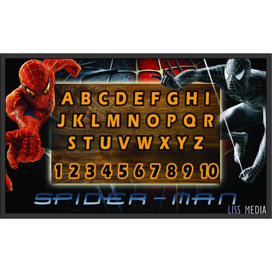 Mengenal Huruf dan Angka gambar Spider Man