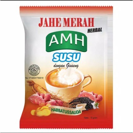 

AMH JAHE SUSU Minuman Jahe Merah AMH dengan Susu Dan Habbatussauda - AMH JAHE SUSU Per RENCENG