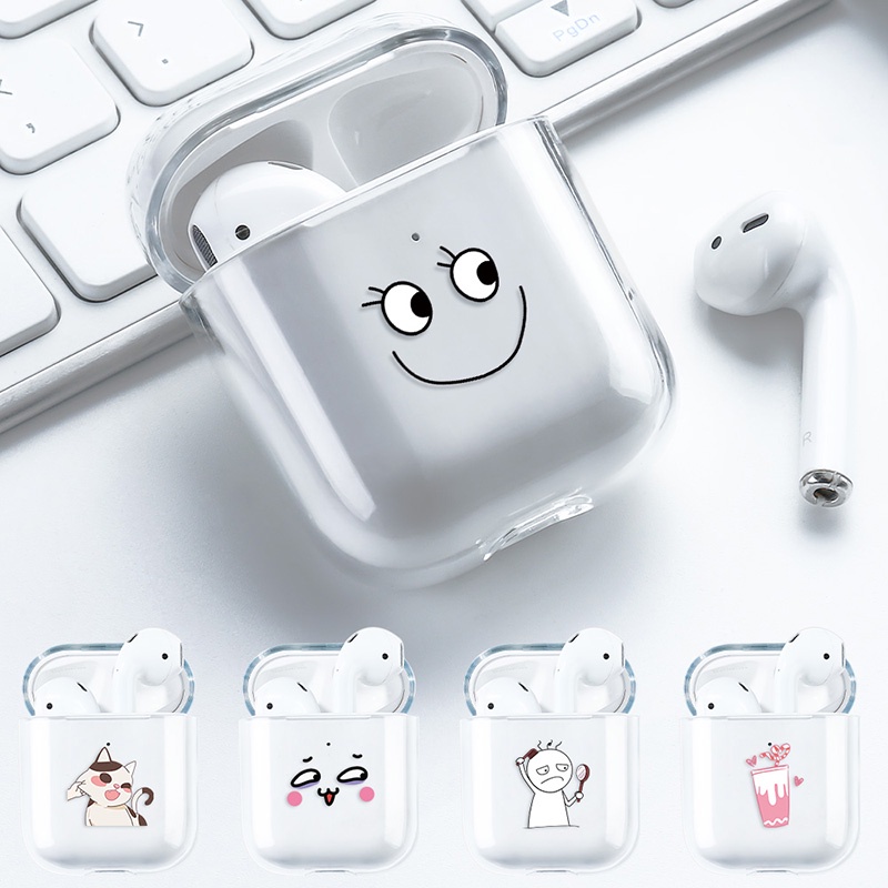 Casing Soft Case Silikon Motif Smiley Face Untuk AirPods 1 / 2