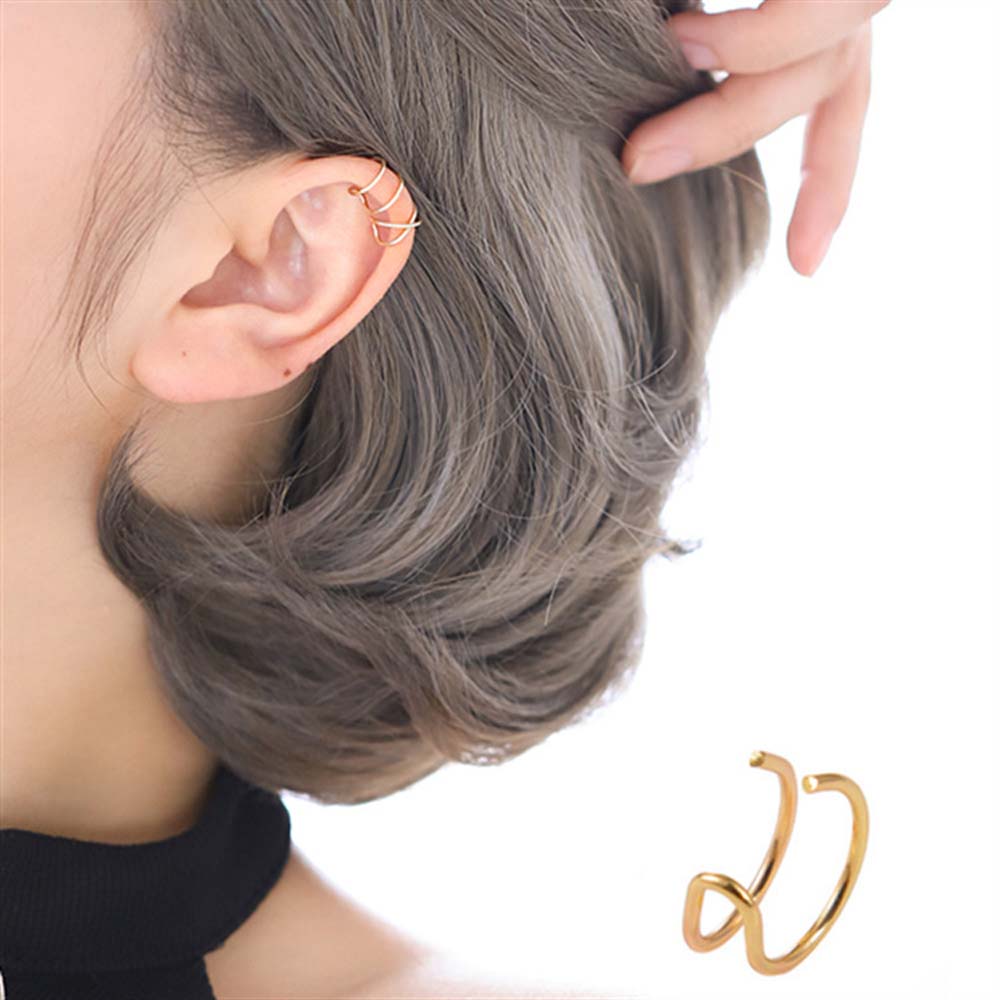 [5 Pcs Set Fashion Ear Cuffs] [Fashion Ear Cuff Clip] [No Piercing Cartilage Fake Earrings] [Girls Party Ear Jewelry]