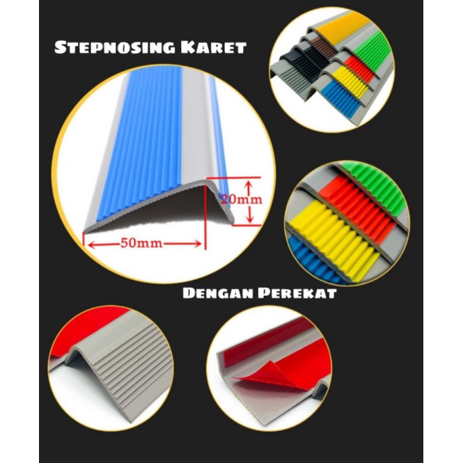 Lis karet pengaman siku tangga anti slip | Step nosing karet dengan Doubletape praktis tinggal pasan