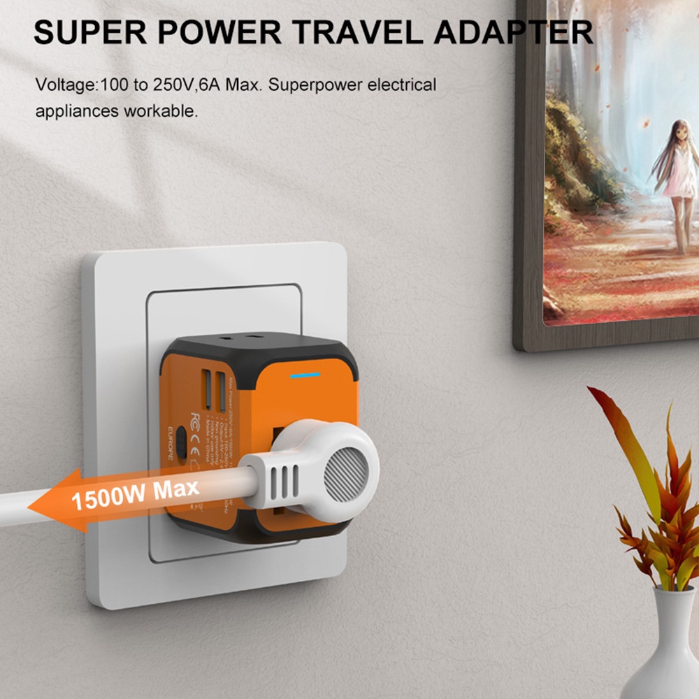 Adapter Konverter Power Socket Listrik EU UK US AU Plug Internasional Universal Dengan 2 USB Charging 5V 2.4A