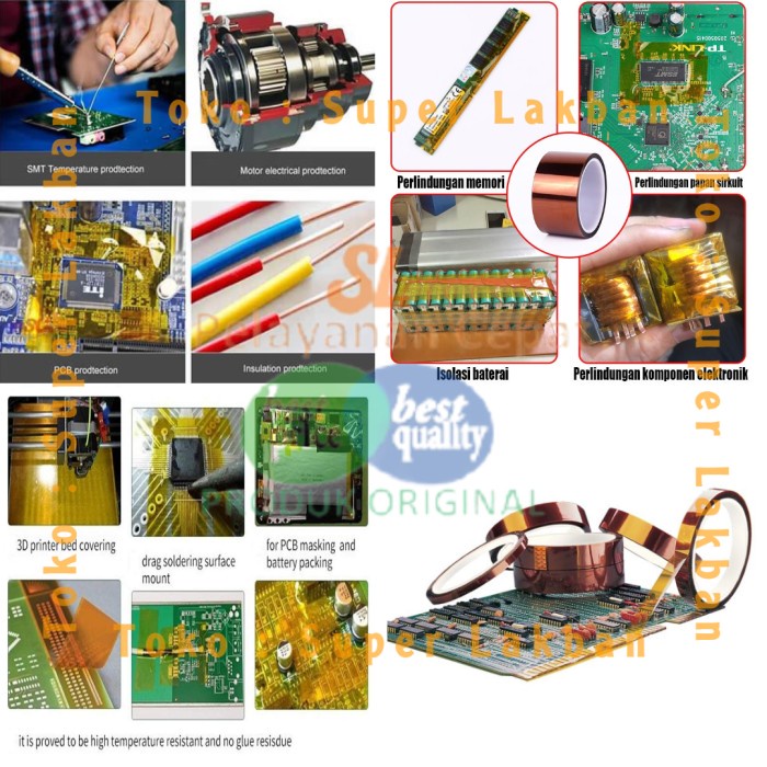 Lakban Kapton Isolasi Tahan Panas 300C Perekat Serbaguna Selotip Heat Resistant High Temperature Adhesive