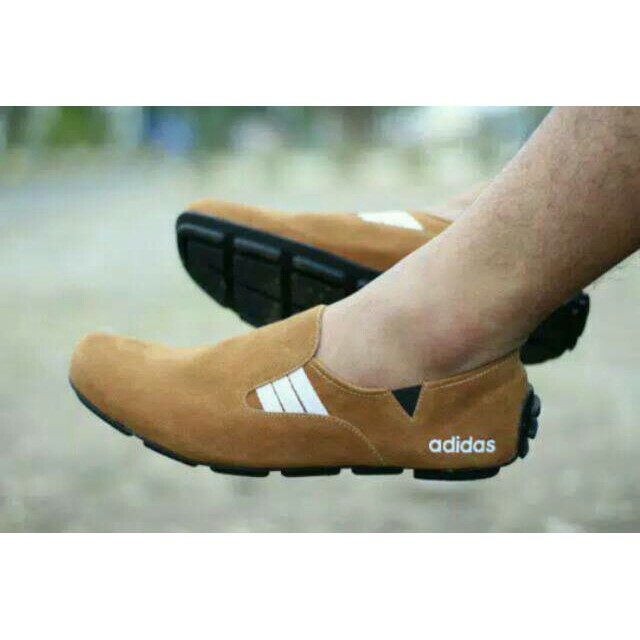 Promoo !!!! Sepatu slip on pria adidas casual slop formal kerja kantor kulit asli santai kuliah 4.5