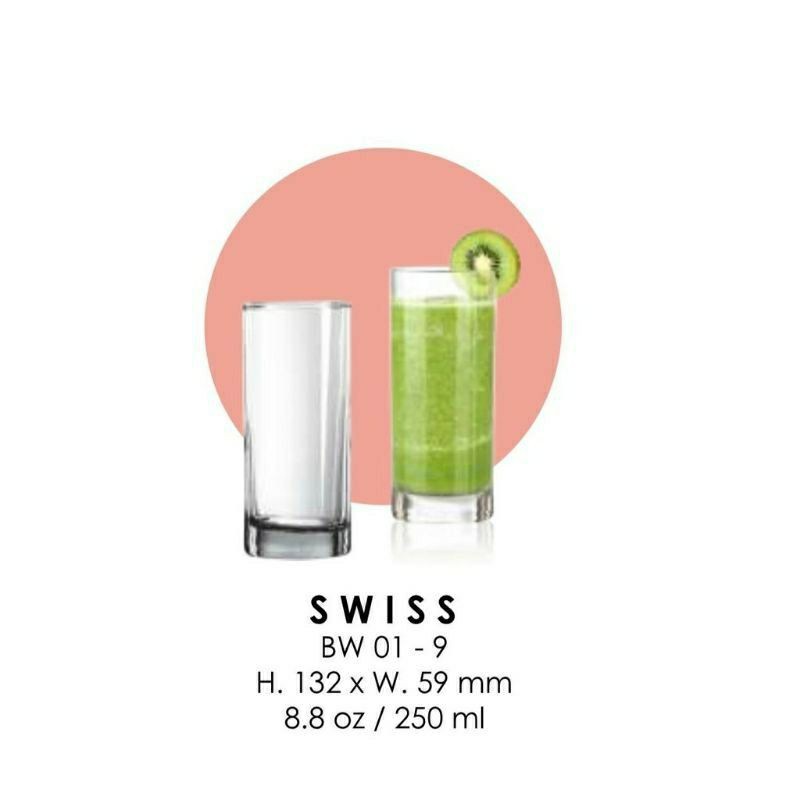 CITINOVA SWISS 6 PCS / GELAS KACA UNIK / GELAS JUS / GELAS PANJANG / GELAS TINGGI