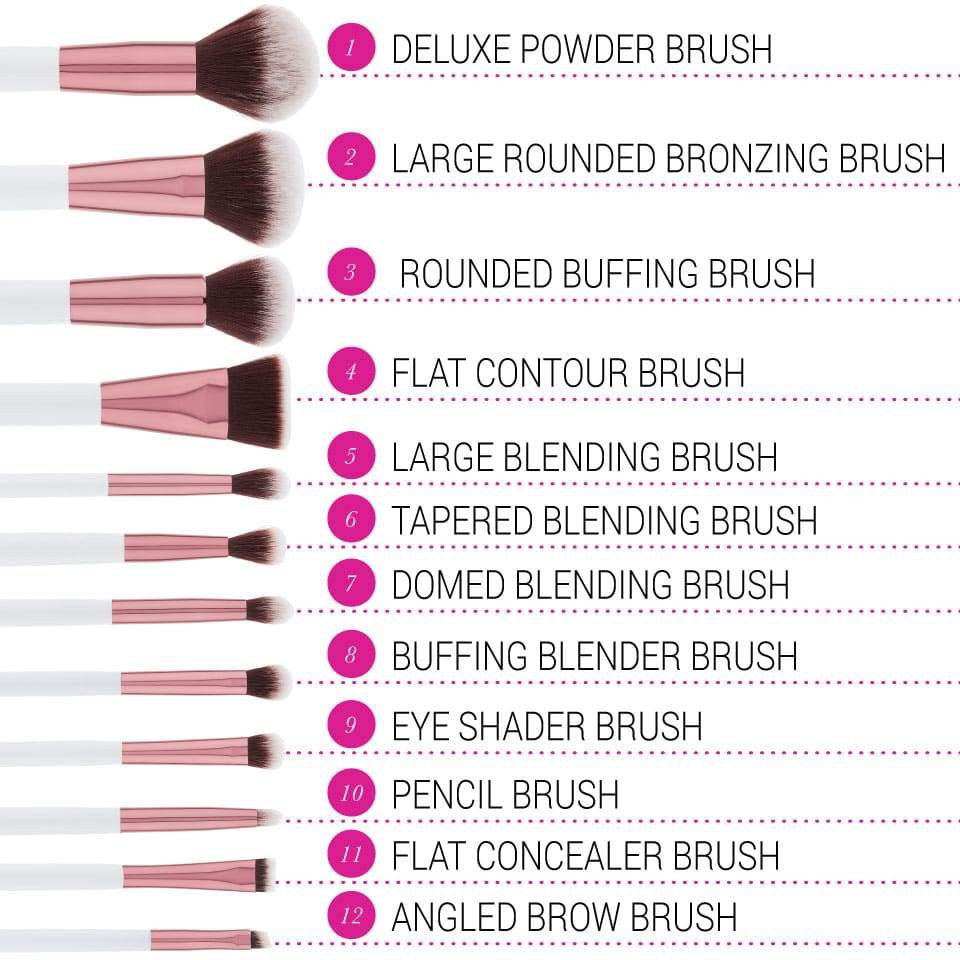 BH Cosmetics Crystal Quartz 12 Pcs Brush Set Bonus Bag