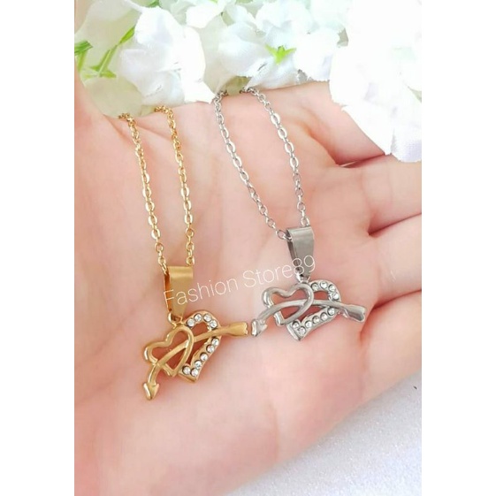 Kalung Love Panah Titanium gold silver Bestquality antikarat antialergi bestseller dewasa dan anak