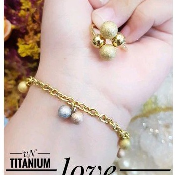 Set Perhiasan Titanium Wanita Boba Gold 510d