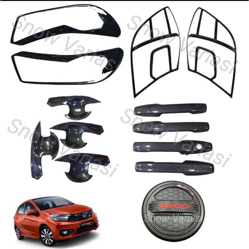 Paket Garnish Depan Belakang Outer Handle Tank Cover Brio 2018 2021 2022 Carbon