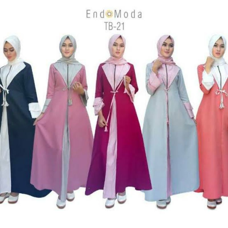 TB 21 Black Gamis Dress Endomoda Hitam Putih