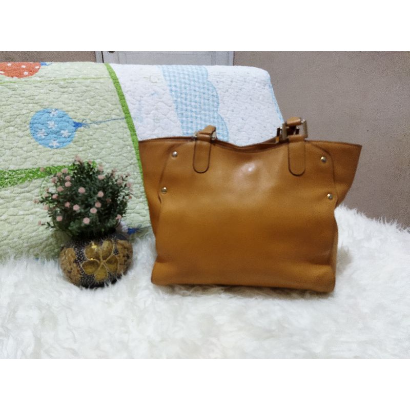 Tas Preloved Kulit Mantul Kuning