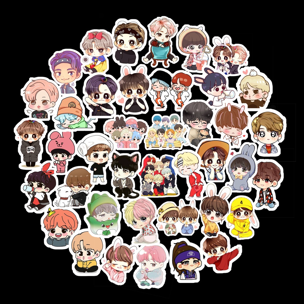 

40Pcs STICKER BTS" CARTOON CHIBI KPOP CUTE WATERPROOF